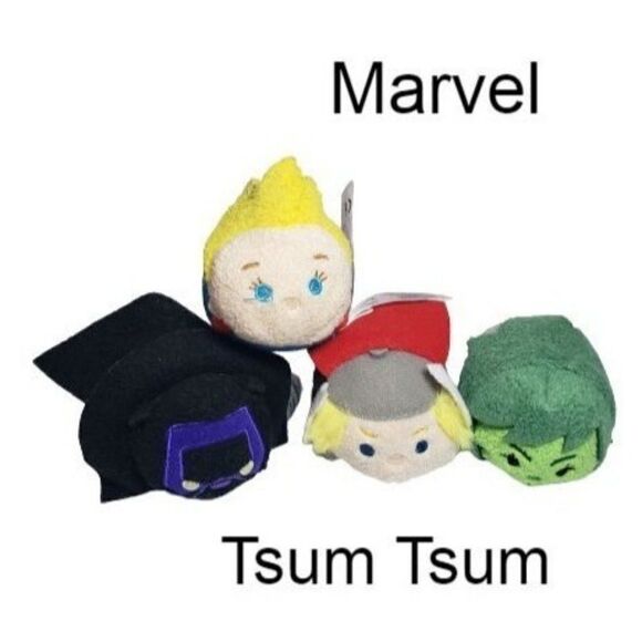 Marvel Tsum Tsum Characters Plush Figures 4 piece Bundle Set NWT - Picture 1 of 5